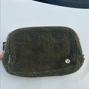 Lululemon Athletica Forest Green Sherpa Cosmetic Case